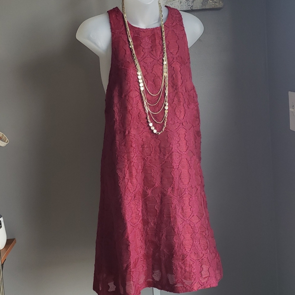 [Everly] Maroon Lace Dress